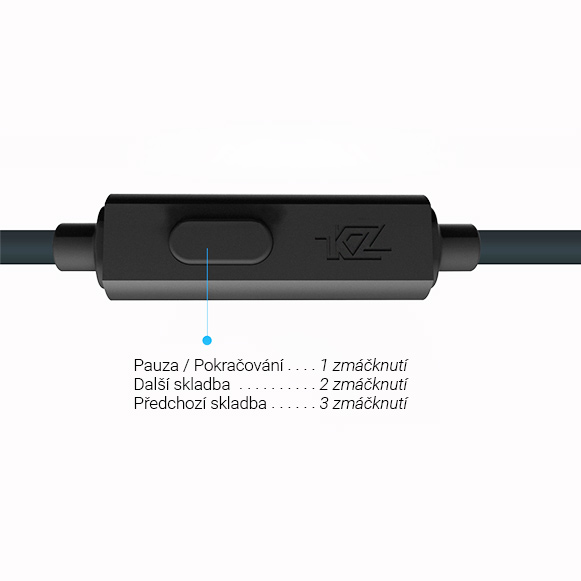 Sluchátka s mikrofonem a ovládačem přehrávání s přeskakováním písniček KZ ZS5.